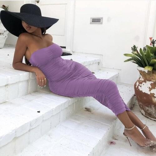 Summer Explosions Women Sexy Strapless Wrap Hip Dresses Plus Size Bodycon Elegant Party Night Club Dress