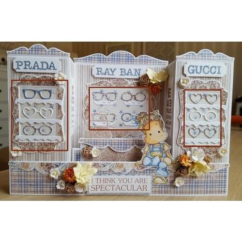 AlinaCraft METAL CUTTING DIES 6pc heart modern sunglasses lenses summer cutter Scrapbook PAPER CRAFTER album card punch stencils