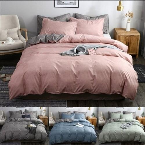Fashion 2 or 3pcs Bedding Set solid soft Duvet Cover Sets with Zipper Closure 1 Quilt Cover + 1/2 Pillowcases US/EU/AU Size