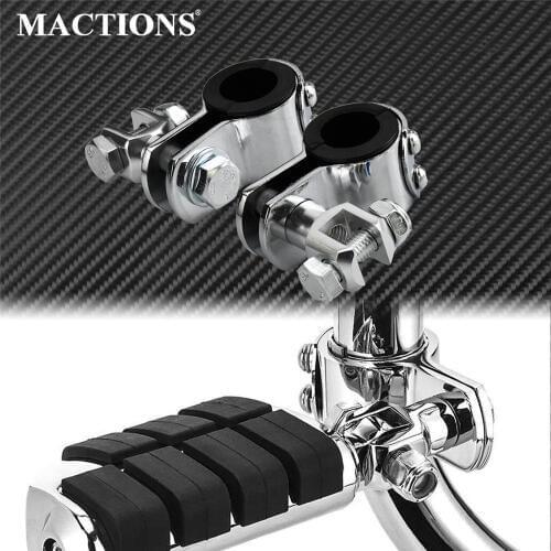 Motorcycle 32mm Highway Guard Footrest Foot Peg Mount Clamp Kit Bracket Chrome For Harley Touring Dyna Softail Sportster XL