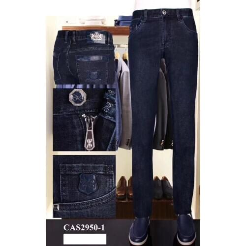 BILLIONAIRE Jeans Cotton cowhide men 2019 new winter Thick casual comfort embroidery elasticity pattern zipper free shipping