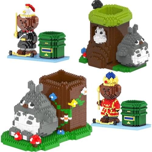 Diamond block Totoroed brush pot cartoon animal model bear solider Building Bricks Toys set mini micro duck