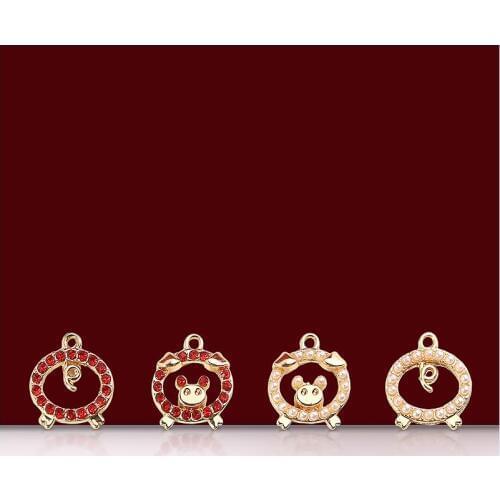 New arrived 30pcs/lot handmade alloy material cute pig round shape charms diy jewelry earrings/bracelet pendants accessory