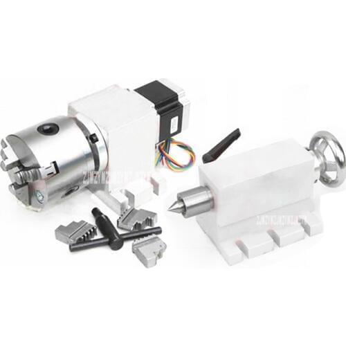 New 14-50-80A 3 Jaw CNC 4th Axis CNC Dividing Head/Rotation Axis/A Axis Kit Gapless Harmonic Gearbox + Tailstock for CNC Machi