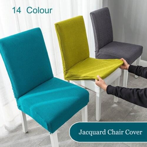 Solid Jacquard Chair Covers Stretch For Wedding Dining Room Office Banquet Housse De Chaise Chair Cover