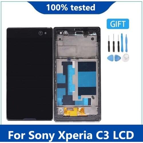Original 5.5" For Sony Xperia C3 D2533 D2502 LCD Display Screen With Touch Sensor Digitizer Assembly For Sony C3 LCD With Frame