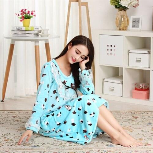 Autumn Winter Lady Girl Extra Long Flannel Bathrobe Double-Sided Fleece Long-Sleeved Long Warm Slim Princess Nightgown Sleepwear