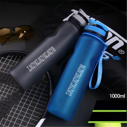 Large capacity plastic cups 1000ML portable space cup oversized outdoor sports kettle food grade PP/PC Material Gray black/blue