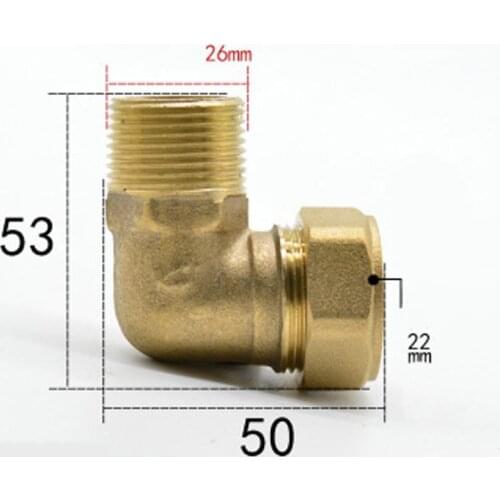 Fit Copper Tube OD 22mm x 3/4" BSPP Male Brass Compression Union Elbow 90 Degree Fitting Connector Water Gas Oil
