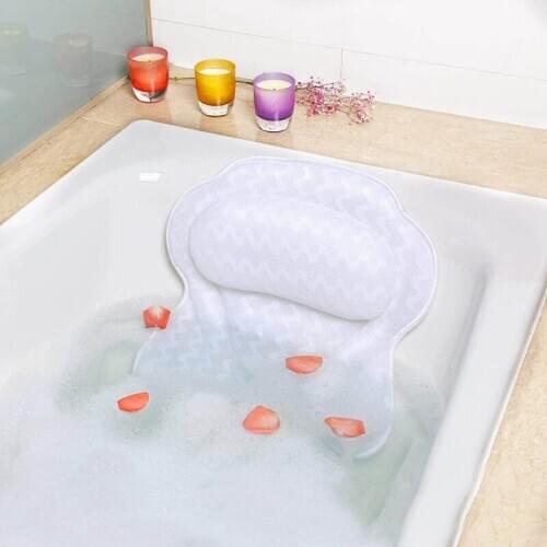 Bathtub Pillow Non-slip Bathtub Headrest Soft Waterproof Bathtub Pillow With Suction Cup Easy To Clean Bathroom Accessories