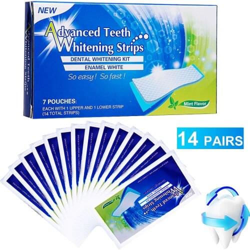 28Pcs/14Pair Gel Teeth Whitening Strips White Tooth Dental kit Oral Hygiene Care Strip for false Teeth Veneers Dentist seks