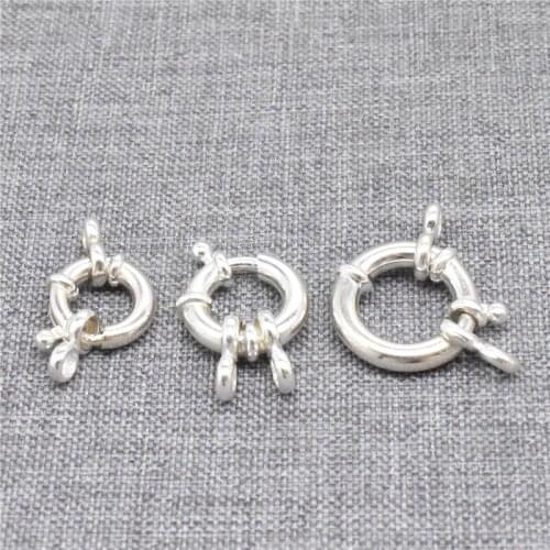 925 Sterling Silver Spring Ring Pearl Clasp 2 Strand for Necklace Bracelet 10mm 12mm 14mm