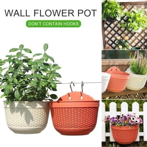 Garden Pot Imitation Rattan Weaving Wall Hanging Office Yard Flowerpot Creative Semicircle Shape Baskets European Style