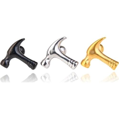 Punk Black Stainless Steel Hammer Stud Earrings For Women Men Small Gothic Hip Hop E-Girl Jewelry Accessories Earrings Wholesale