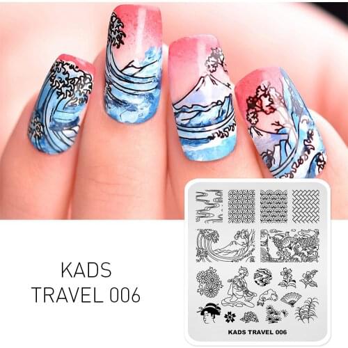 Japanese Style Design Nail Stamping Plates Flower Pattern Image Painting Nail Art Stencil Templates Manicure Nail Stamp Tools