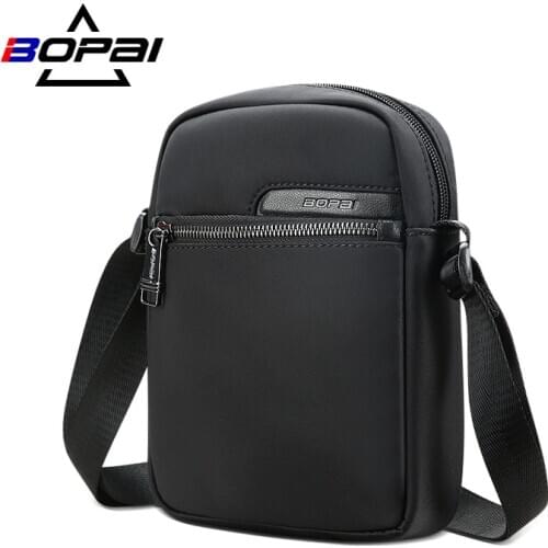 BOPAI Men’s Crossbody Bag Waterproof 2020 New Fashion Light Zipper Handbag Nylon Tote Male Classic Casual Shoulder Bag