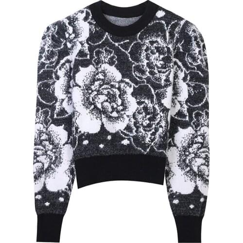 Retro Sweater Designer Fashion Autumn and Winter Wear O-Neck Floral Knit Pullover Casual Korean Long-Sleeved Pullover 2020 New