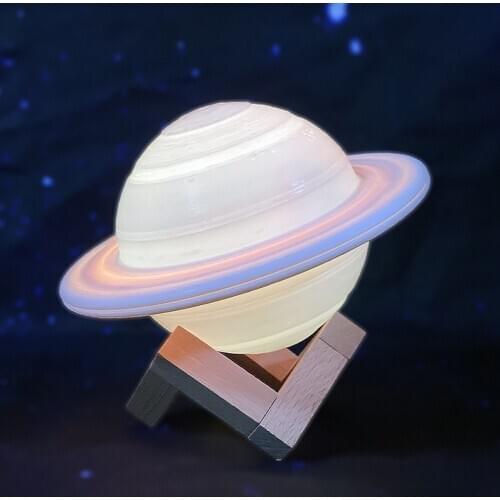 USB Rechargeable LED Night Light 3D Print Saturn Lamp Moon Lamp for Children Touch Control 16 Color Changing for Home Decoration