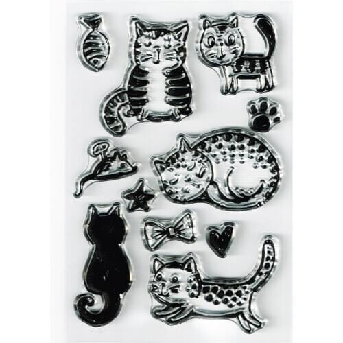 Cats Clear Stamps Cute6 Cats Scrapbooking Cat Stamps Transprent Seal Slicone Decoration Stamps