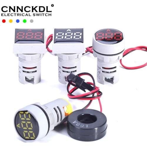 22mm Protective Film Mini Square Round Digital Display Current indicator 0-100A ampere Tester Meter LED Pilot Lamp Light Ammeter