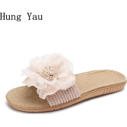 Women Slippers Flips Flops Shoes Summer Fashion Flower Platform Breathable Female Slides Non-slip Flats Indoor Comfortable