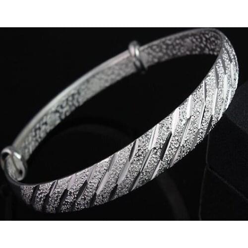 Fashion Meteor Shower Bracelet Bangles Frosted Twill Silver Plated Bracelets & Bangles New Resizable Bracelets For Women A52