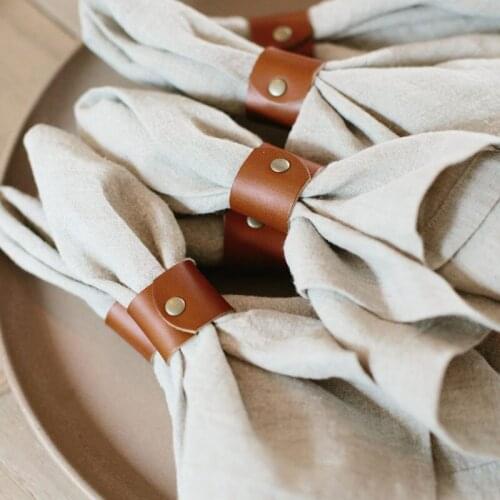 10/pcs new Korean leather Napkin Ring Hotel table napkin clip napkin ring leather napkin buckle