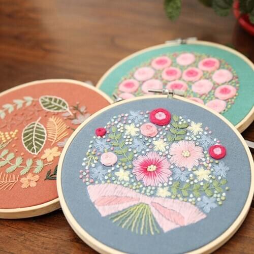 15*15CM European Style Ribbon DIY Material Package Hand Embroidery Painting Decoration 3D Cotton Linen Sewing supplies