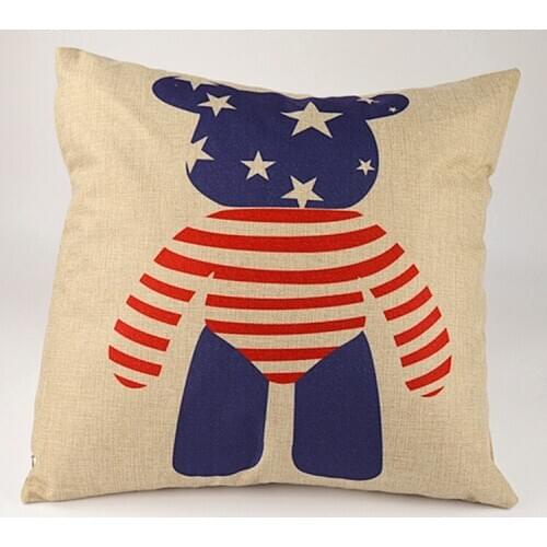 2pc Bear Printing Cushion Cover Linen Cushion cover Highg Quality Car cushion case Soft Pillow Case