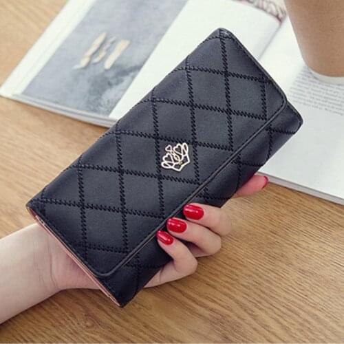 2020 Women Wallets Crown Fashion Long Leather Top Quality Card Holder Classic Female Purse Zipper Wallet for Women