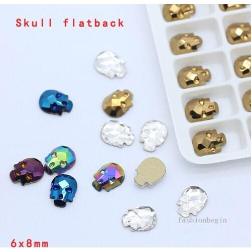 20p 6*8mm Skull Bone Crystal Nail Holographic Halloween Rhinestone Flatback Charms Gems Irregular Jewelry 3D Nails Accessories