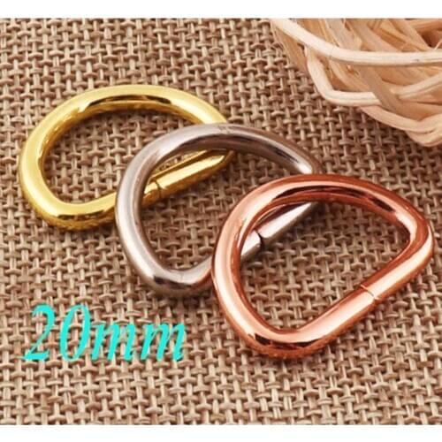 40PCS Rose Gold/Gold/Silver D Ring Buckles 20mm D Rings Belt Webbing Purse Strap Bag Handbag Hardware Leather D-Ring Straps-20mm