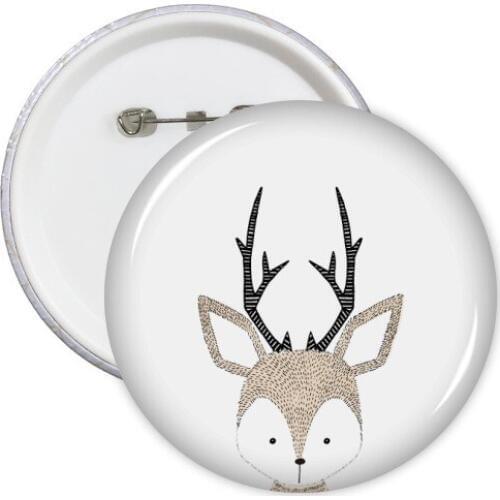 5pcs Simplicity Style Little Deer Illustration Round Pin Badge Button Clothing Patche Kid Gift Brooche