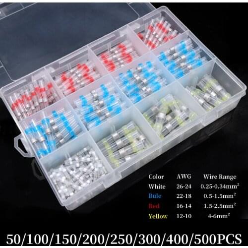 10/20/50pcs Solder Seal Wire Connectors Heat Shrink Butt Connectors Insulated Waterproof Electrical Terminals for car boat Home