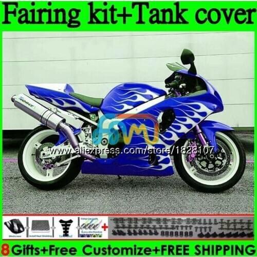 +Tank K2 For SUZUKI GSXR1000 GSX R1000 GSX-R1000 96BS.0 GSXR-1000 GSXR 1000CC 1000 00 01 02 2000 2001 2002 Fairing Silver flames