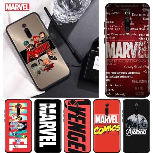 Marvel Avengers Logo Superhero For Xiaomi Redmi 9T 9I 9AT 9A 9C 9 8A 8 7A 7 6A 6 5A 5 4X PRO Prime Plus Black Soft Phone Case