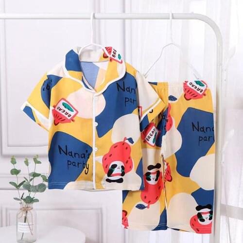 Children Sleepwear Baby Nightwear Pyjamas Kids Cartoon Animals Printing Cotton Pajamas for Children Boys Girls Summer Clothes