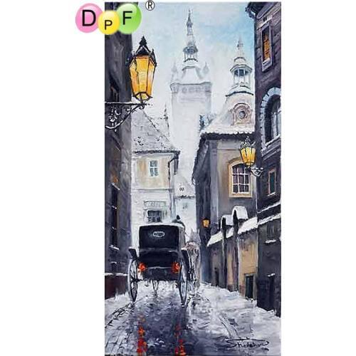 DPF DIY 5D full Round Diamond Painting Magic Cube Cross Stitch Art Crafts City Alley Diamond Embroidery Mosaic Home Decor Gift