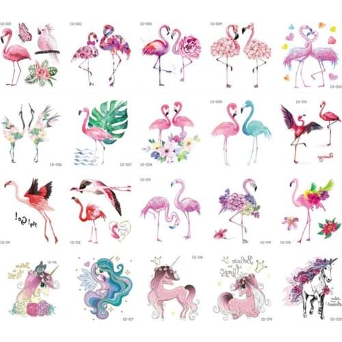 Unicorn Tattoos Cartoon Flamingo flower Fake Tattoo Sticker Temporary Waterproof Tattoo Art Hand Arm for Child Boy Kids Women