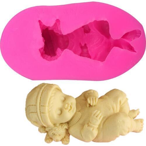 New born baby male Shape DIY fondant cake silicone soap moulds chocolate jelly pastry candy Clay for kitchen Baking tool FT-0173