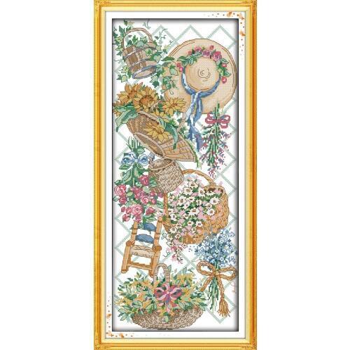 Flower basket (5) cross stitch stitching embroidery DIY handmade needlework supplies