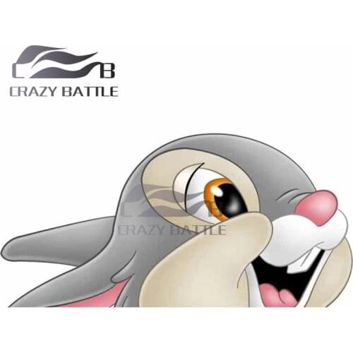 Crazy Battle 13 x 6.3cm Rabbit Peep Animal Stickers Bumper Motorcycle Decal Windshield Surfboard SUV Vinyl Car Wrap Car Styling