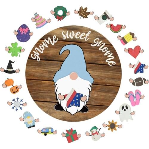 Round Wooden Welcome Door Sign Hanging Garland Ornament Christmas Decoration