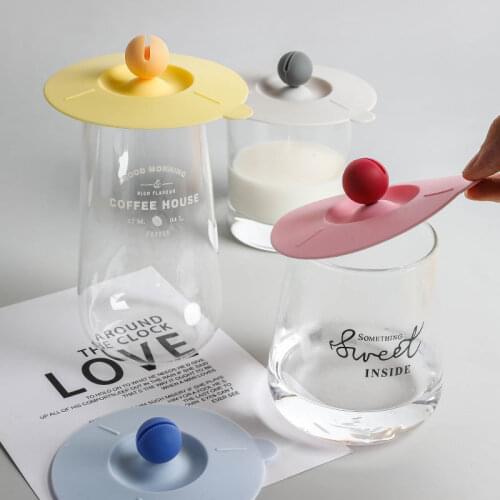 10x11CM Round Silicone Cup Lid Drinking Cup Lid With Spoon Holder Anti-dust Bowl Cover Cup Seals for Glass Mugs
