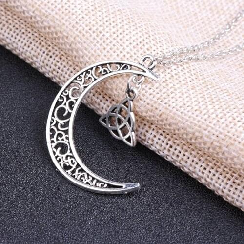 Fashion New Supernatural Necklace Witch Protection Crescent Moon Knot Amulet Pendant Celtic Knot Charm Fit Men And Women Gifts