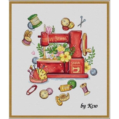 Happy sewing machine Patterns counted 11CT 14CT 18CT Cross Stitch Set DIY Cross-stitch Kits Embroidery Needlework Home Decor