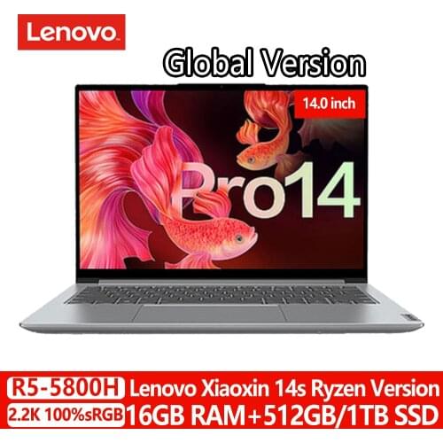 2021 Lenovo Xiaoxin Pro 14 Laptop AMD Ryzen R5 5600H 16GB 512GB Notebook 14 Inch 2.2K Full Screen Ultrabook Windows 10 Office PC