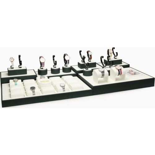 New Watch display frame high-grade simple Korean version black green with white leather watch display props spot wholesale