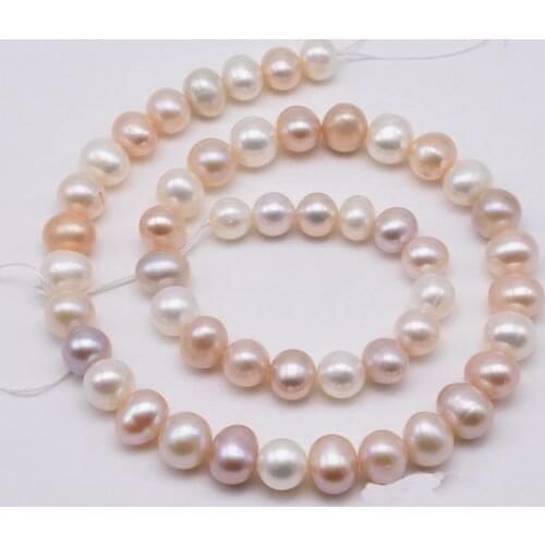 Wholesale 8mm Multicolor Pearls,Natural Color White Pink Lavender Color Genuine Freshwater Loose Beads,One Full Strand