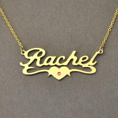 Personalized Name Necklace,Custom Name & Birthstones Necklace,Birthstone Necklace,Name Pendant,Gift for her